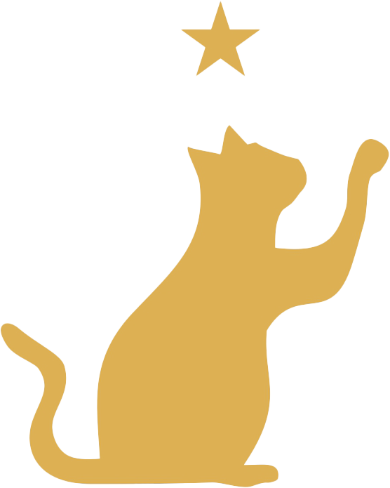 Golden Cat Silhouette With Star 